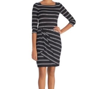 NWT! WHBM 3/4 Sleeve Faux Wrap Stripe Dress! 8